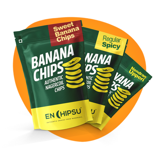 Nendran Combo - Spicy Banana Chips + Sweet Banana Chips + Upperi