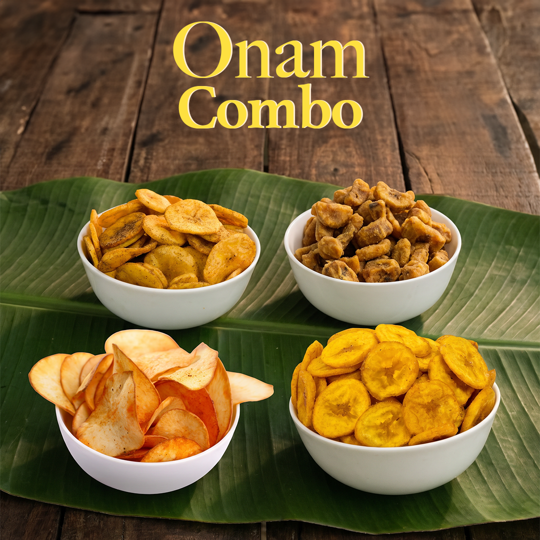 Nanjil Onam Combo - Coconut oil Banana Chips Salt + Spicy +Tapioca Chips + Upperi